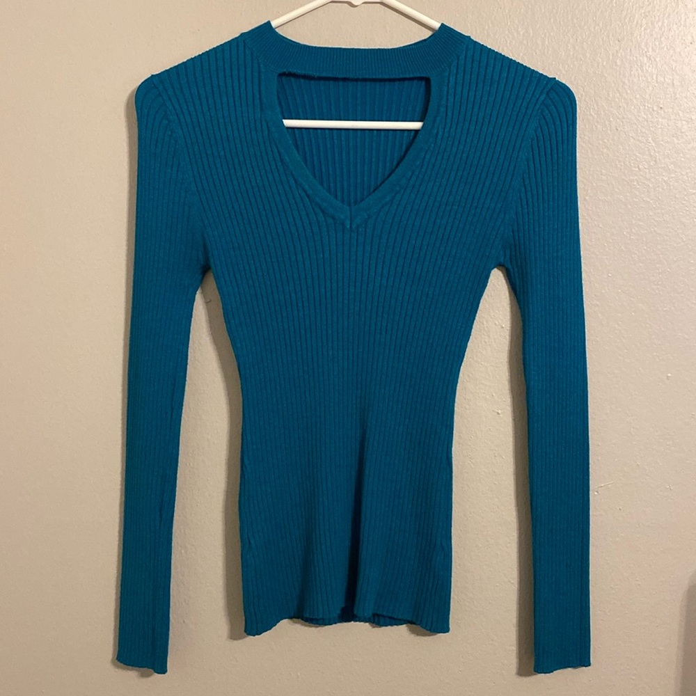 Teal Long Sleeve T-Shirt with Cutout (S)